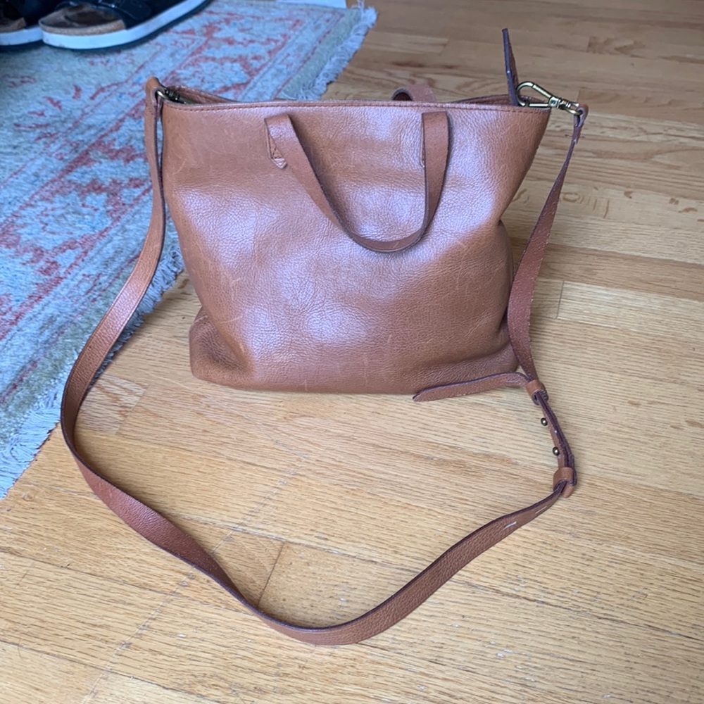 Brown leather Madewell small transport bag